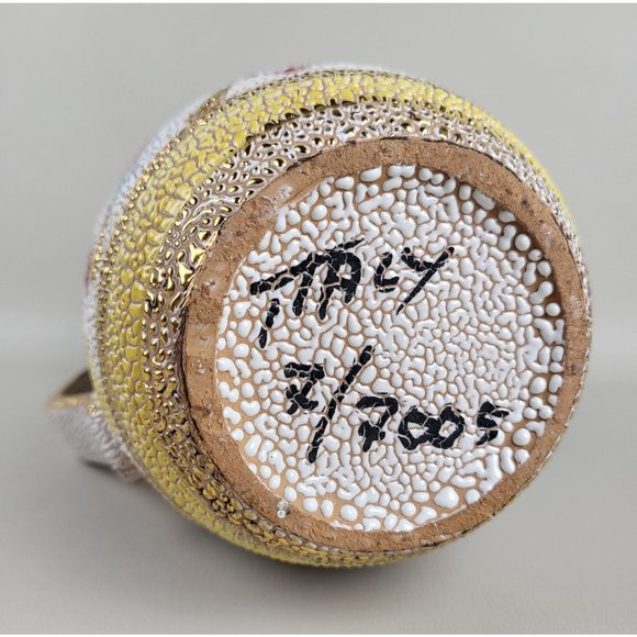 Vintage Fratelli Fanciullacci Italian Pebbled Lava Glaze 6' Pitcher MCM Hand Pai - Picture 6 of 6